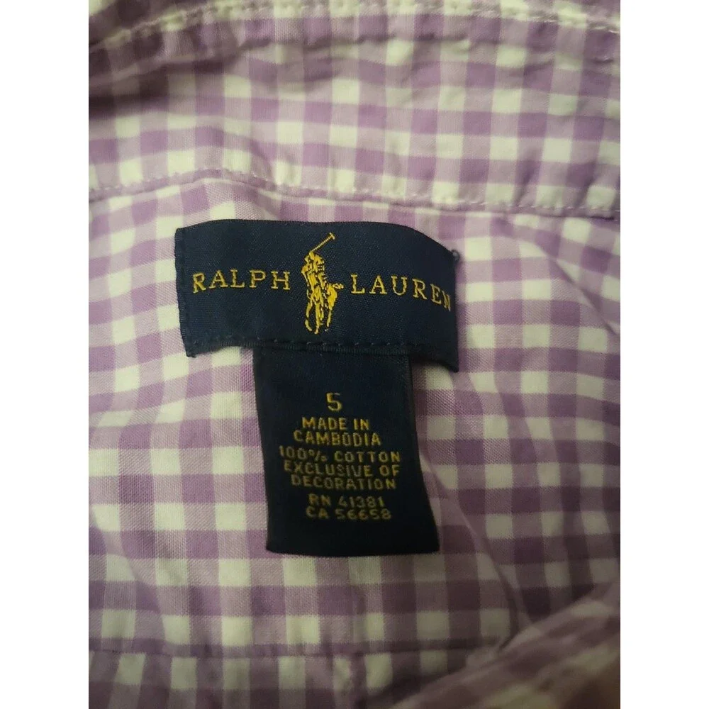 (#16) Polo By Ralph Lauren Long Sleeve Button Down Size Toddler 5T Purple/ White